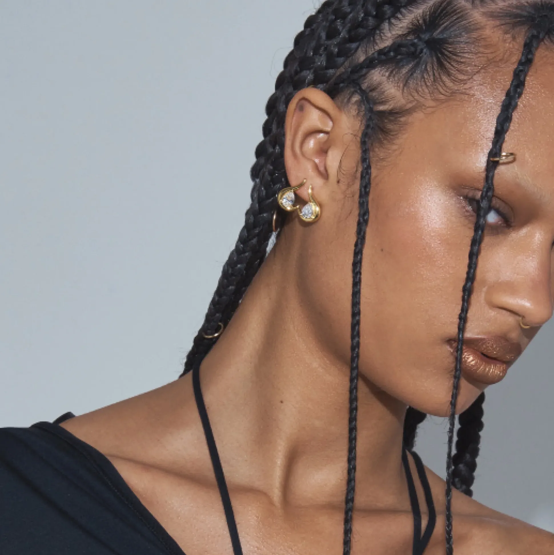 Grande Poire De Feu Earrings (Clear)